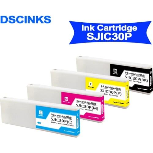 DSCINKS SJIC30P BK C M Y 100% compatible ink cartridge with 300ML pigment ink for Epson C7500G C7500GE printer with chip