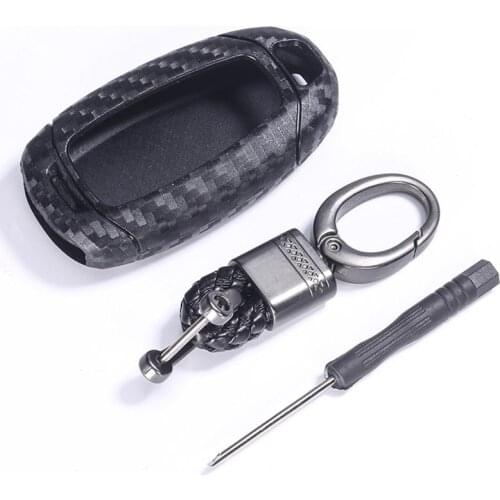 Carbon Silicone Car Key Case key bag For Hyundai Elantra GT Kona 2018 2019 Santa Fe Veloster Smart Remote Fob Cover Protector