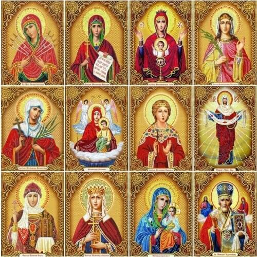 DIY Diamond Painting Religion Icon Full Display Rhinestones Full Square Diamond Embroidery Cross Stitch Mosaic Home Decor