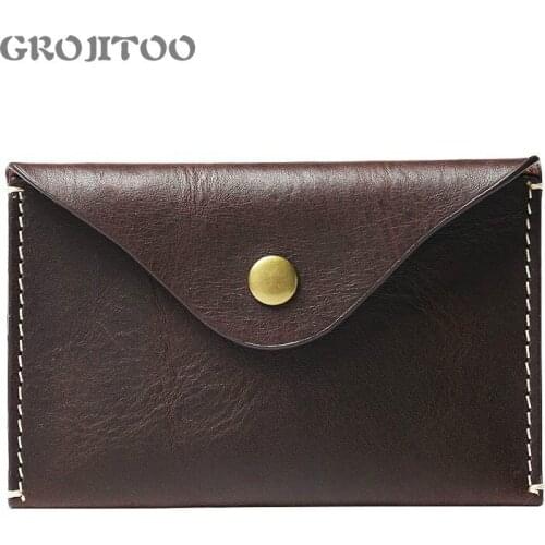 GROJITOO leather case leather credit card holder case oil leather first layer leather card bag