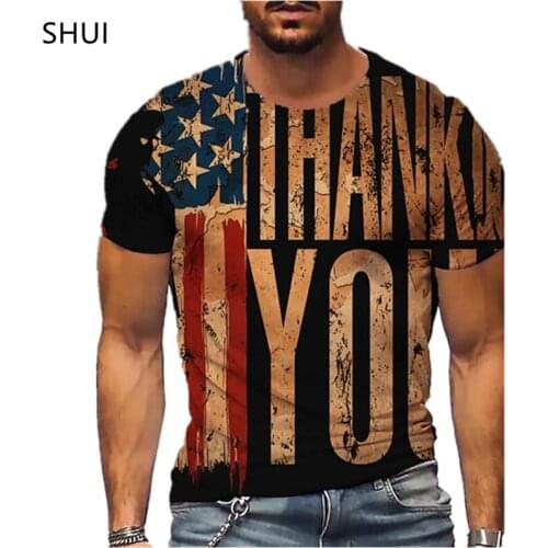 Summer Mens New American Flag 3D Printing Fashion Retro T-shirt Street Plus Size Sports Short-sleeved T-shirt camiseta hombre