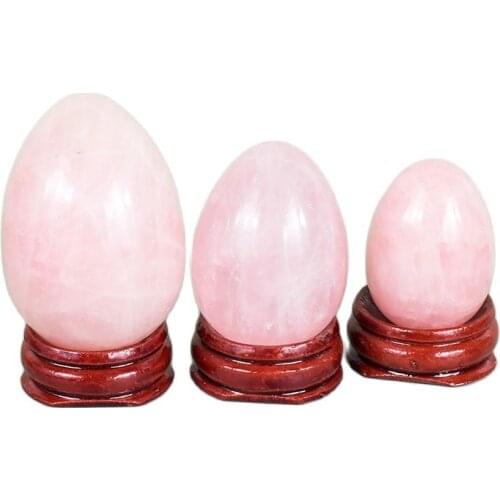 Big Size Yoni Egg Set 50*38 mm Natural Rose Quartz Healing Massage Ball Kegel Exercise Tool Pelvic Floor Muscle Vaginal Massager