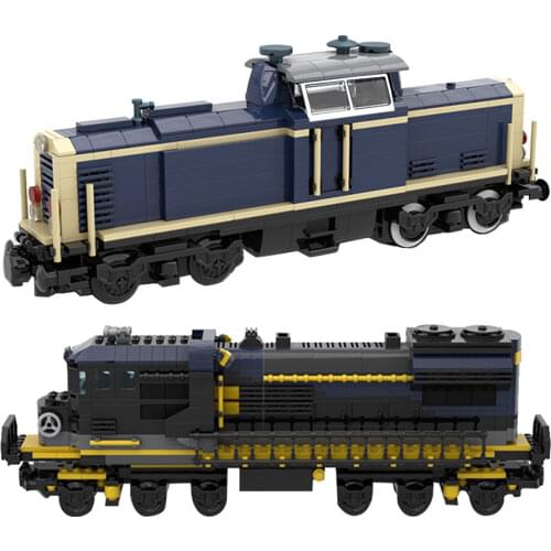 MOC High Tech Electric Train V100 German Cargo Locomotive Train Track Building Block Kids Toys City DIY Bricks Best Gifts