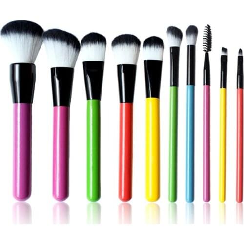 10pcs Cosmatic Makeup Brush Set Professional Foundation Loose Power Blusher Eye Shadow Face Powder Blush Brush Tool Sale