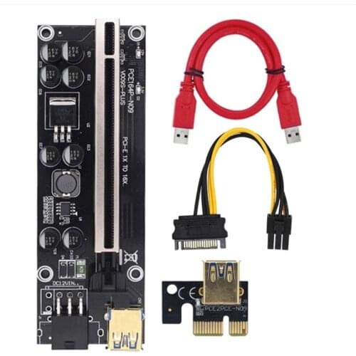 PCI-E Riser Card 009S PLUS for Bitcoin Miner Newest VER009 PLUS USB 3.0 PCI-E Riser Extender Adapter Card SATA 15pin T21A