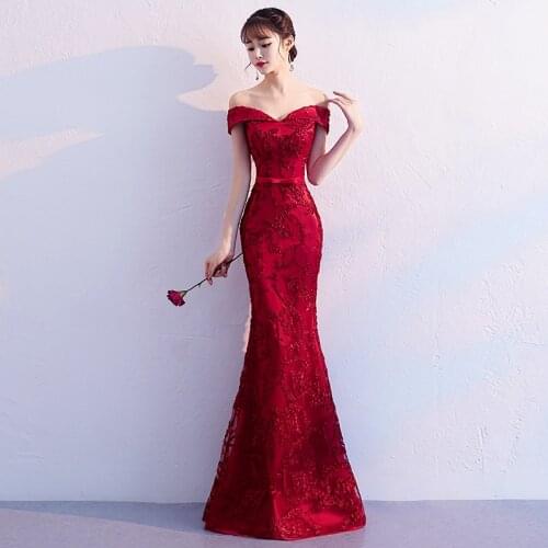 Sexy Women Slim Lace Banquet Mermaid Party Dress Elegant Floor Length Flower Tulle Robe De Soiree 2019 Abendkleider Gowns 3XL