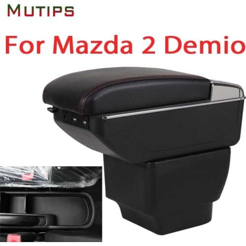 Mutips for For Mazda 2 Demio Mazda2 armrest box car arm rest leather storage accessories decoration automobile interior parts 18
