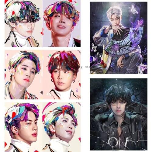 Popular Bangtan BOY Drawing 5D Diy Diamond Painting Square Diamond Embroidery Full Cross Stitch Kits Home Decor Diamond Mosaic