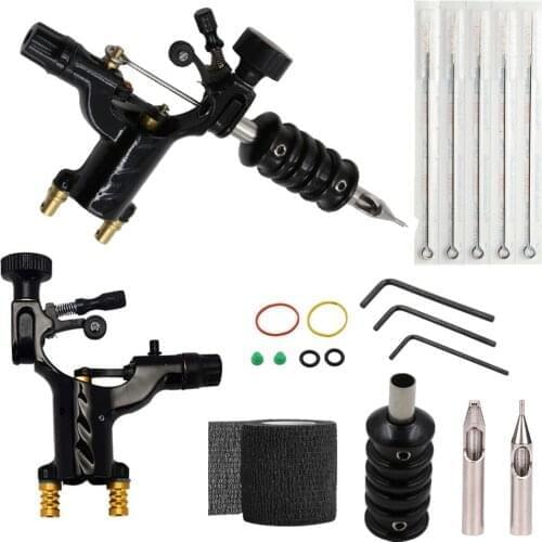 Yuelong Professional Liner Shader Tattoo Motor Machine Gun Kit with Tattoo Grip Tube Wrench Elastic Tattoo Bandage Wraps Tattoo