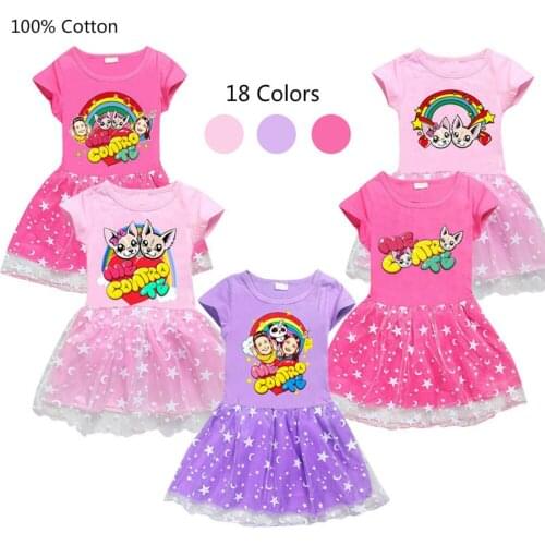 Cartoon Me Contro Te Christmas Dress Stars Moon Print Baby Girls Princess Costume Casual Toddler Girls Dresses Birthday Clothing