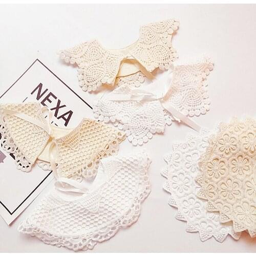 Retail - 4044 Ribbons Bow Embroidery Lace Collar For Toddler Newborn Baby Girls Gift 2020 New Summer Spring Kids Child Children