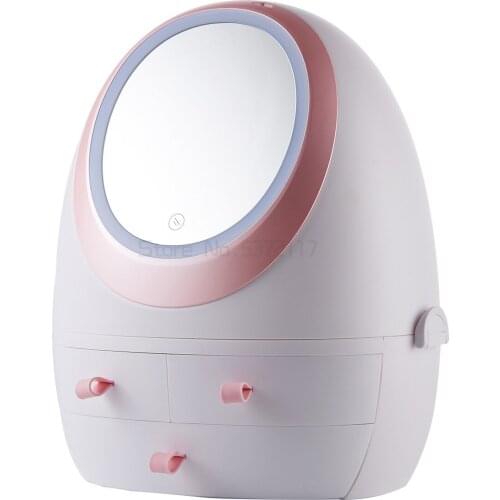 Net red cosmetics storage cassette led cosmetic mirror skin care products dustproof shelf increases the capacity of grid storage