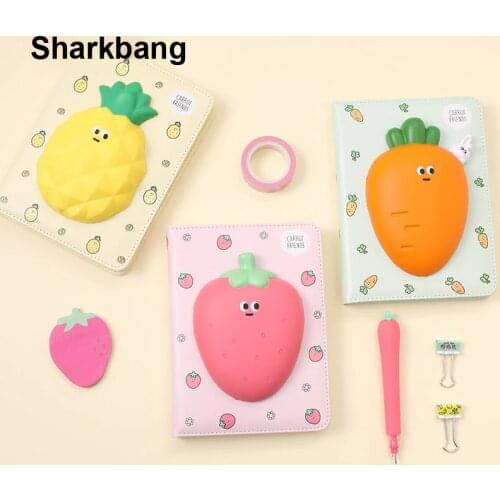 Sharkbang Kawaii Reduced Pressure Journal Notebook PU Leather Dairy Decompression Unicorn/Carrot Planner Stationery Gift Set