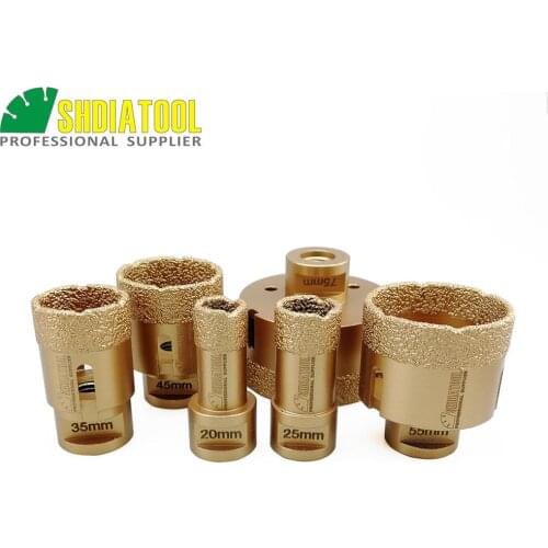 SHDIATOOL 20/25/35/45/55/75mm Vacuum Brazed Diamond Drilling Core Bits porcelain tile Hole Saw granite, marble M14 Drill Bits