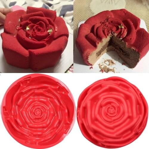 24*24cm Big Rose Flower Baking Tray Silicone Cake Mold Big Silicone Form Large Bakery Baking Dish Bakeware Toast Bread Mold