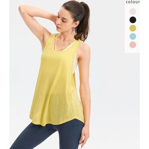 S-XL Sports Shirts Fitness Loose Quick-Dry Sleeveless Tank Tops Gym Clothing Breathable Vest Activewear Female Yoga T-Shirts