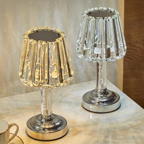 LED Crystal Table Lamp Bar Atmosphere Lamp Bedroom Bedside Dining Room Study Cafe USB Charging Table Lamp Decorative Lighting