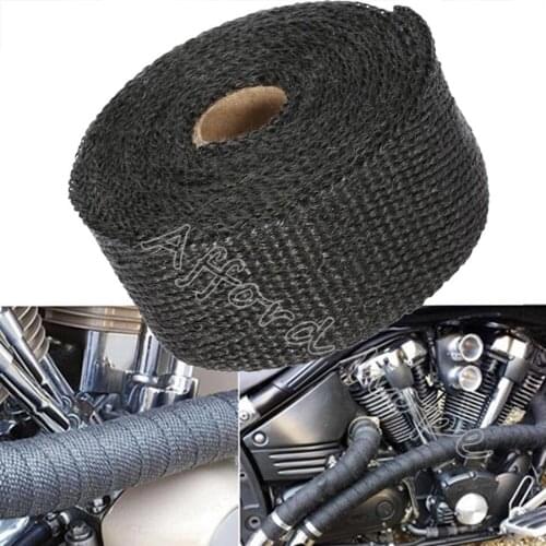 Universal for Car Motorcycle Black Exhaust Pipe Wrap Heat Header Wrap Manifold Downpipe Insulation Thermal Tape Roll 2" X 32.8ft