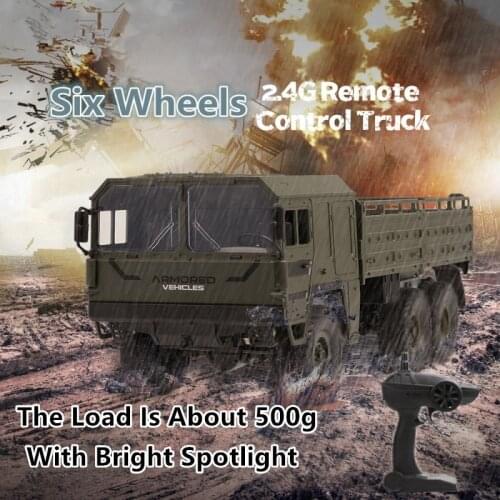 All-Terrain Six-Wheel Drive RC Military Off-Road Vehicle 2.4G 20Mins 1:16 6WD 500g Load Remote Control Truck Electric Model Toy