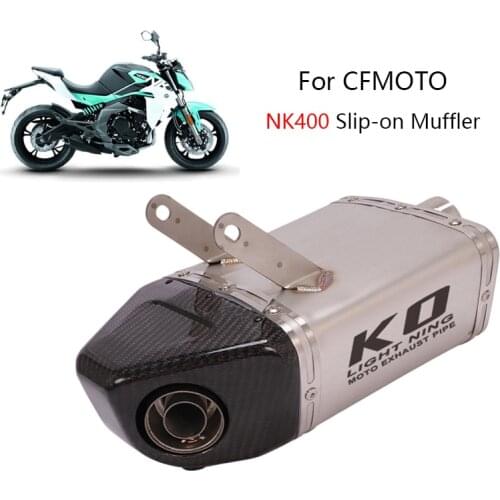 For CFMOTO NK400 Exhaust Pipe Motorcycle Carbon Fiber Muffler Escape with Removable DB Killer Slip On Stock Catalyst Exhaust Tip