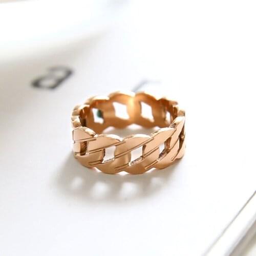 YUN RUO Simple Thick Chain Ring Rose Gold Fashion 316 L Titanium Steel Jewelry Birthday Gift Woman Man Never Fade Drop Shipping