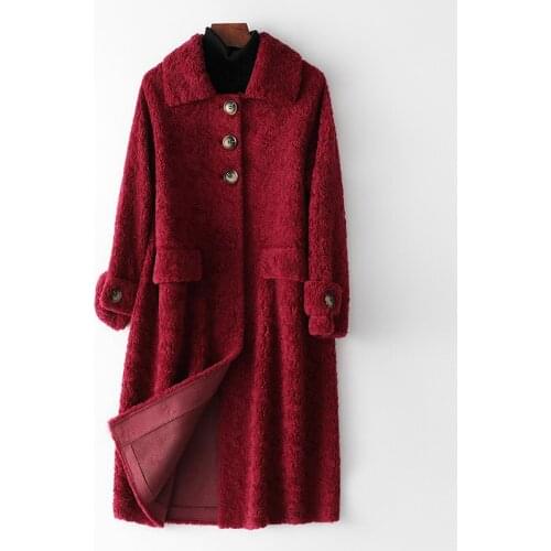 2020 Fashion White Elegant Female Spring New Wool Fur Coat Winter Womens Long Composite Fur Outwear Solid Casual Jacket