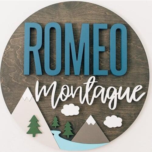 River Mountain Sign,Boy Sign,Woodland theme,Wooden Sign,Nursery Wall Art,Baby Shower Gift,Adventure theme nursery,Round Crib