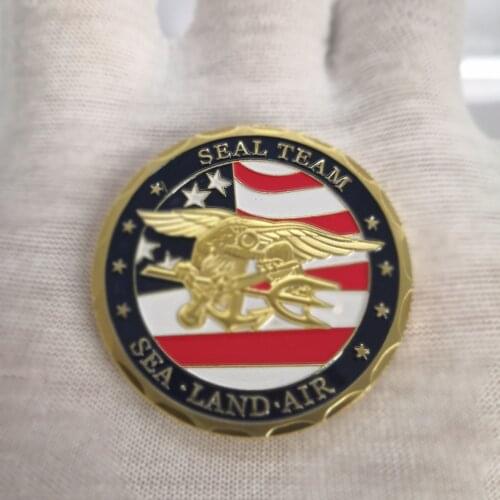 1 pcs Gold Plated Souvenir Coin USA Sea Land Air Of Seal Team Challenge Coins Department Of The Navy Military Coin Holiday gift