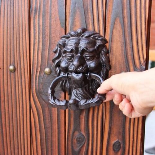 2 Cast Iron Lion Door Knocker Doorknocker Lionhead Door Latch Lions Home Office Store Gate Decor Animal Vintage Antique Craft