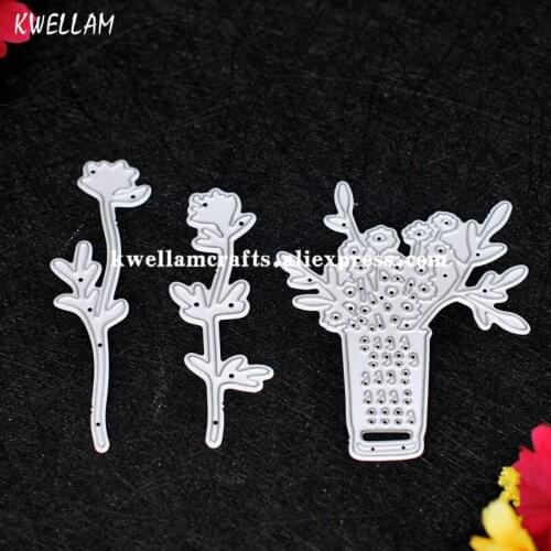 3pcs Vase Flower Metal Die cutting Dies For DIY Scrapbooking Photo Album Decorative Embossing Folder 7062233