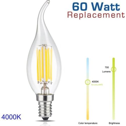 4PCS 4W E27 LED Retro Edison Filament Light Bulb 220V Light Bulb FC35 Glass Bulb Vintage Candle Light for Home Decoration