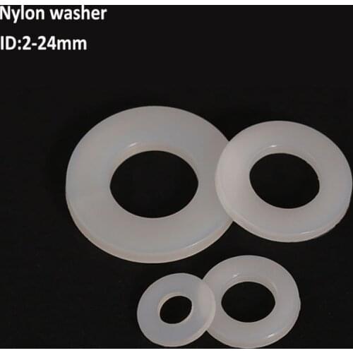 White Nylon Plastic Flat Washer Plane Spacer Insulation Seals Gasket Ring M2 M2.5 M3 M4 M5 M6 M8 M10 M12 M14 M16 M18 M20 M24