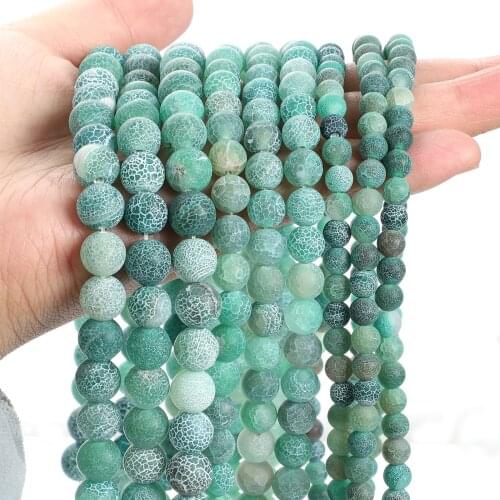 Natural Stone Bead Green Weathered Stone Round Loose Spacer Bead for Jewelry Making DIY Bracelet Charm Accessories 4/6/8/10/12MM