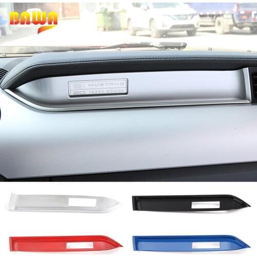 BAWA ABS Car Copilot Dashboard Decoration Cover Trim Interior Accessories Stickers For Ford Mustang 2015 Up Car Styling