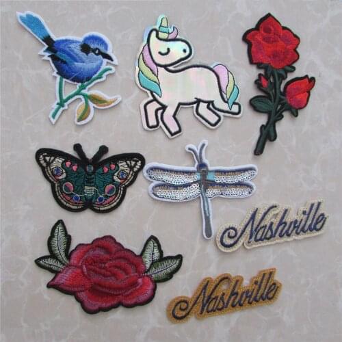 Cheap sell mixture cartoon patterned hot melt adhesive applique embroidery patches stripes DIY accessories patches stripes