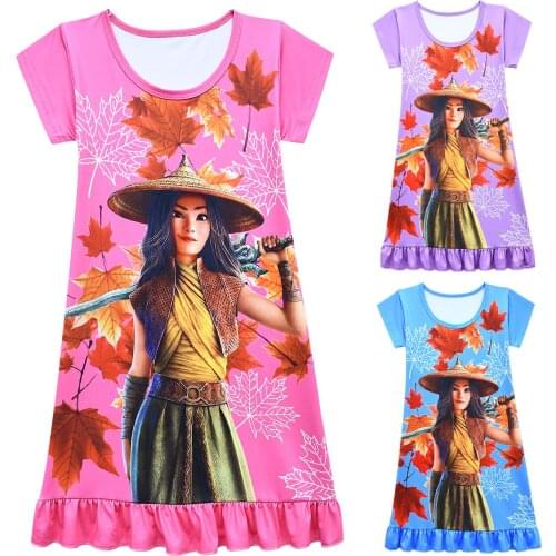 Raya and The Last Dragon Kids Dresses for Girls Clothes Princess Birthday Party Dresses 2021 Summer Children Cartoon Clothing