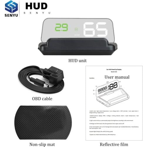 HUD Display Head Up Display C500 Car GPS C500 OBD OBD2 Diagnostic Tool Projector Digital Speedometer Car Speed Security Alarm