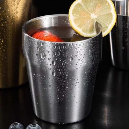 175ml/300ml Coffee Cup Double Layer Non-slip Heat Insulation Stainless Steel Metal Beer Cup Whiskey Mugs Outdoor Home Travel