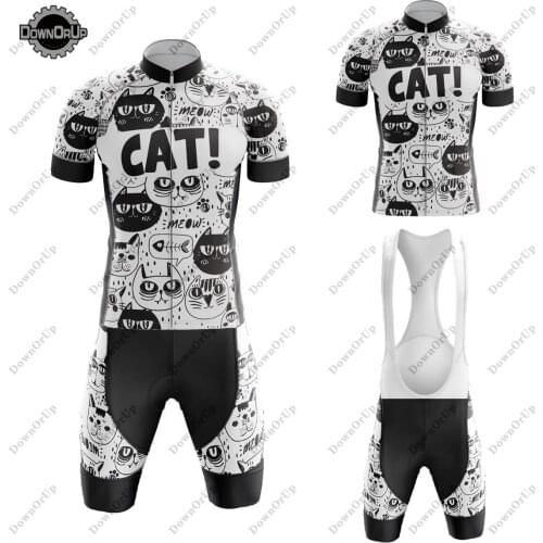 CAT Cycling Jersey Set Maillot Ciclismo Hombre Team Men‘s Cycling Clothing MTB Bike Suit Bib/Shorts Gel Breathable Pad