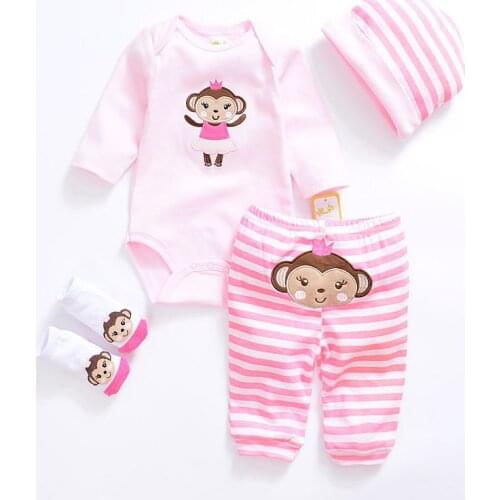 Baby Clothing Sets Cotton Newborn Baby Boy Clothes Long Sleeve Girls Clothing Sets 4PCS Infant Baby Rompers+Pants+Socks+Hats