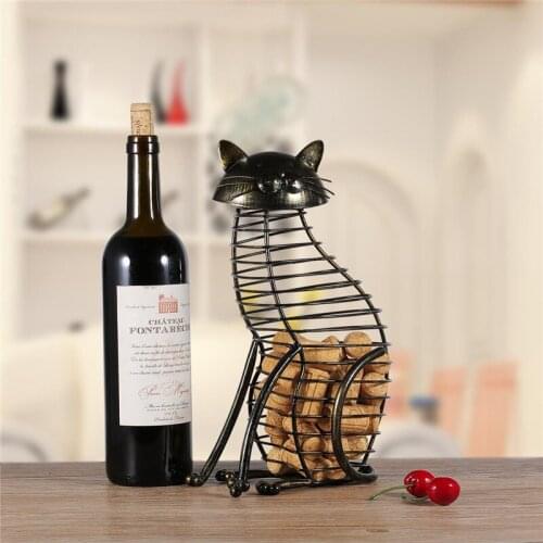 METAL CAT FIGURINES WINE CORK CONTAINER MODERN STYLE IRON CRAFT GIFT ARTIFICIAL ANIMAL MINI HOME DECORATION ACCESSORIES R472