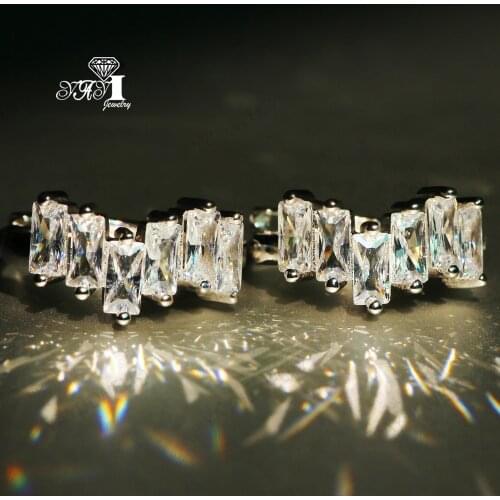 YaYI Fashion Princess Cut White Natural Gemstones Cubic Zirconia Silver Color Wedding Party Ear Stud Precious Tassel Earrings