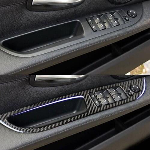 Carbon Fiber Car Window Switch Button Lift Control Panel Frame Cover Sticker Trim For BMW 5 Series E60 E61 2004 2005 2006 - 2010