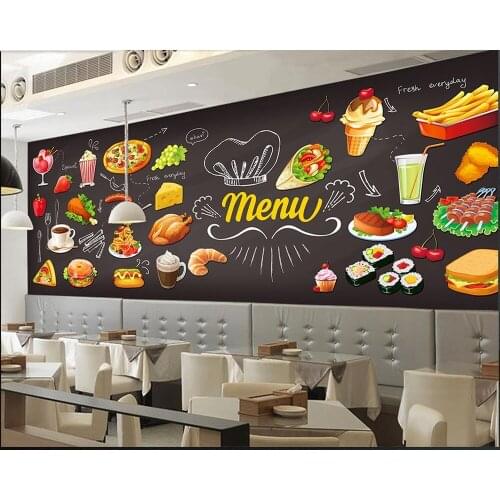 Custom restaurant wallpaper, hand-painted food, photo fresco for living room bar KTV background wallpaper papel de parede