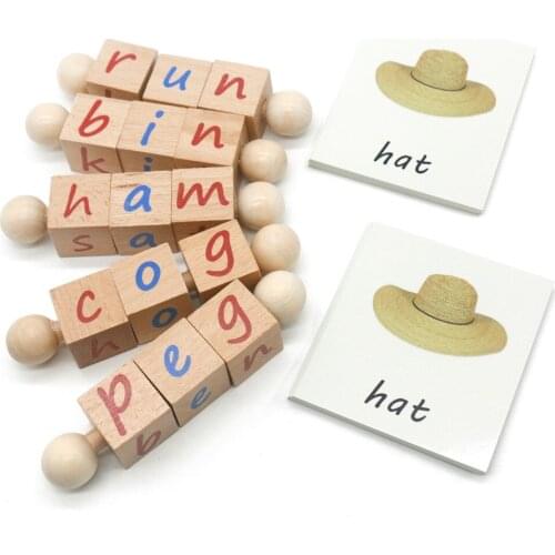 Meroco Montessori Language Materials Letter Blocks Words Spelling Learning Toy Educational Toys For 3 Year Olds Toddler J1764H