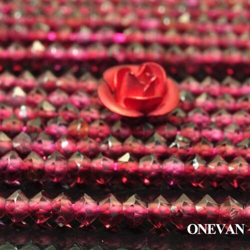 ONEVAN Natural Red Garnet Faceted Rondelle Disc Spacer Charm Beads Stone Bracelet Necklace Jewelry Making Diy Accessories Design