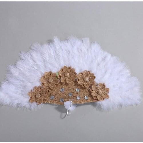 Feather Folding Fan JapaneseDance Fan Art Craft Gift Wedding fans Party Decoration