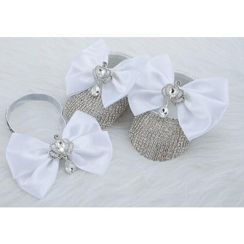 MIYOCAR bling Rhinestones baby girl shoes first walker headband set Sparkle Bling shoes ideal gift
