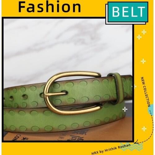 Belts for Women Green Fashion Wild Casual Pin Buckle Leather Jeans Belt European and American-Style Personality Tide