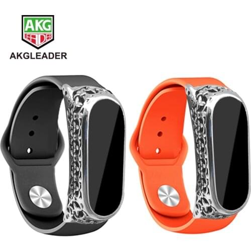 AKGLEADER Wrist Strap For Xiaomi Mi Band 4 3 Soft Ruuber Bracelet + Metal Mi Band 4 Case Cinturino Xiaomi Mi band 3 4 Watchstrap